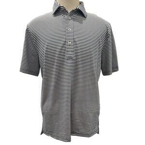 Ralph Lauren RLX Mens Blue Stripe  Button Polo Golf Shirt - Medium
